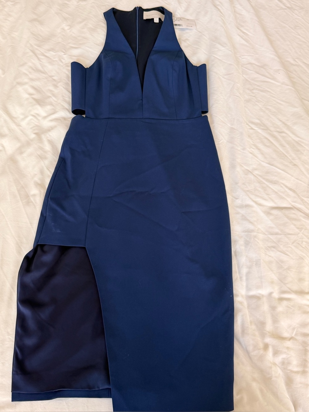 V-Neck Navy High-Low Cocktail Dress